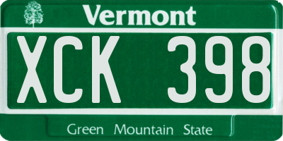 VT license plate XCK398
