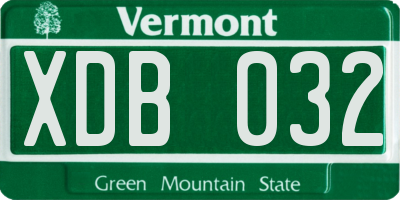 VT license plate XDB032