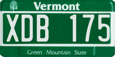 VT license plate XDB175