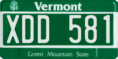 VT license plate XDD581