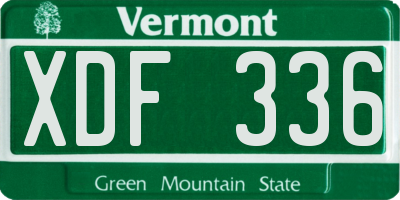 VT license plate XDF336
