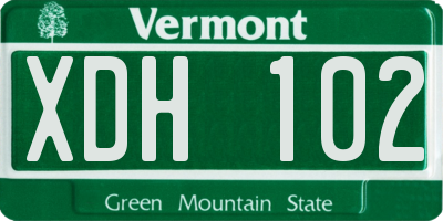VT license plate XDH102