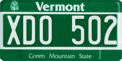 VT license plate XDO502