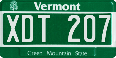 VT license plate XDT207