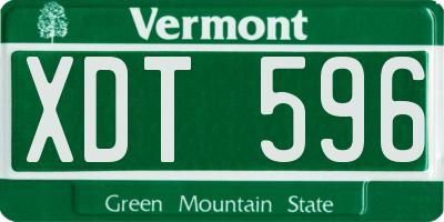 VT license plate XDT596