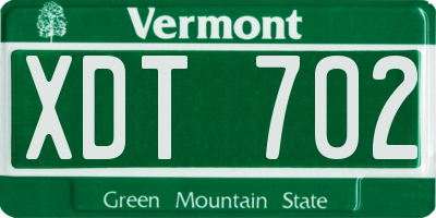 VT license plate XDT702