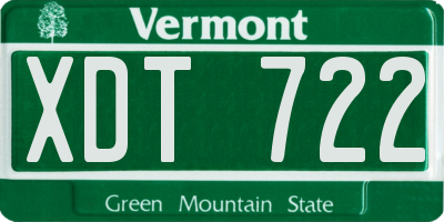 VT license plate XDT722