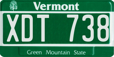 VT license plate XDT738