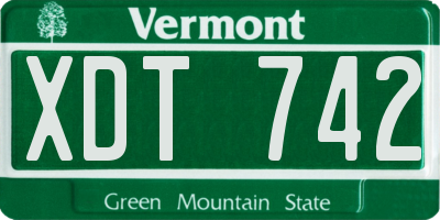 VT license plate XDT742