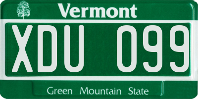 VT license plate XDU099