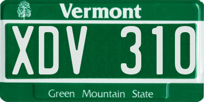 VT license plate XDV310