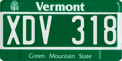 VT license plate XDV318