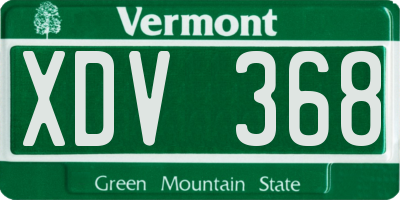 VT license plate XDV368