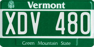 VT license plate XDV480