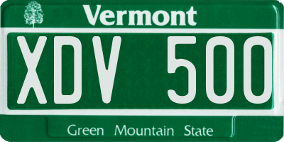 VT license plate XDV500