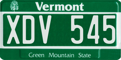 VT license plate XDV545