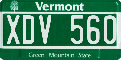 VT license plate XDV560