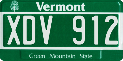 VT license plate XDV912