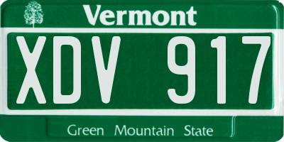 VT license plate XDV917