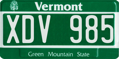 VT license plate XDV985
