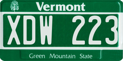 VT license plate XDW223