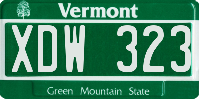 VT license plate XDW323
