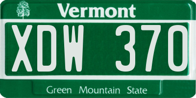 VT license plate XDW370