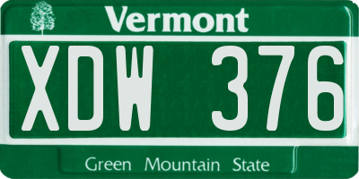 VT license plate XDW376