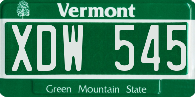 VT license plate XDW545
