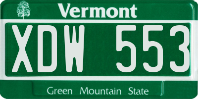 VT license plate XDW553