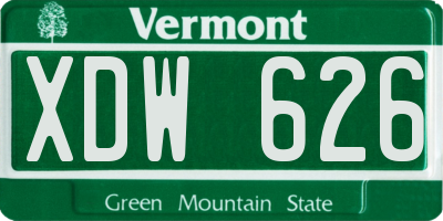 VT license plate XDW626
