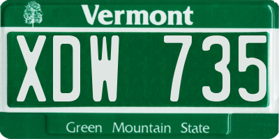 VT license plate XDW735
