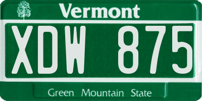 VT license plate XDW875