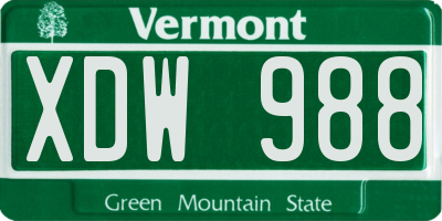VT license plate XDW988
