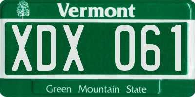 VT license plate XDX061