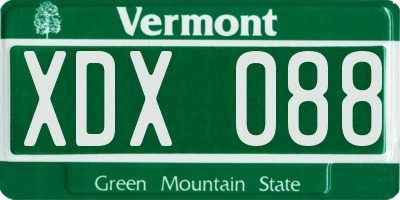 VT license plate XDX088