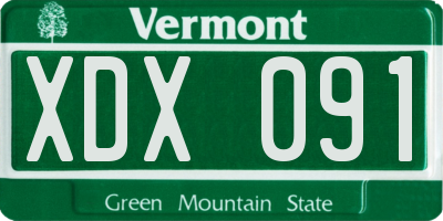 VT license plate XDX091