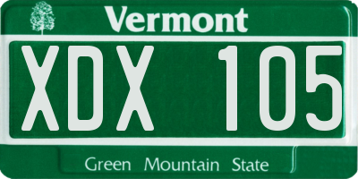 VT license plate XDX105