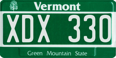 VT license plate XDX330