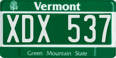 VT license plate XDX537