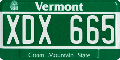 VT license plate XDX665