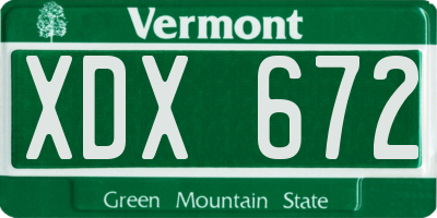 VT license plate XDX672