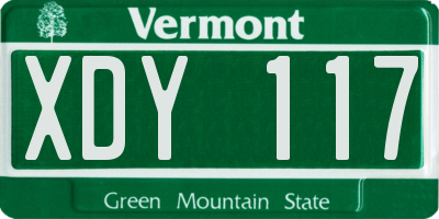 VT license plate XDY117