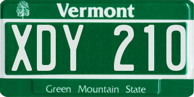VT license plate XDY210