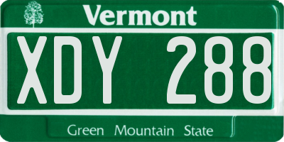 VT license plate XDY288