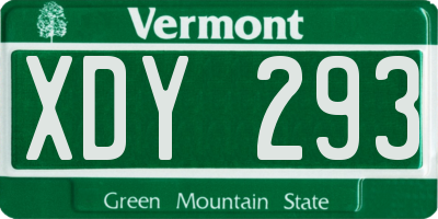 VT license plate XDY293