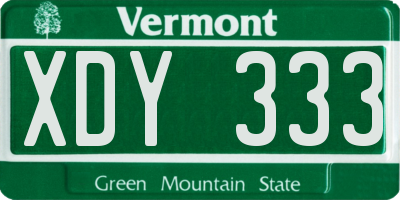VT license plate XDY333