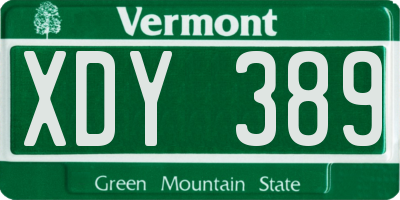 VT license plate XDY389