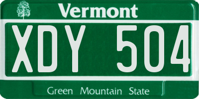 VT license plate XDY504