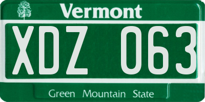 VT license plate XDZ063